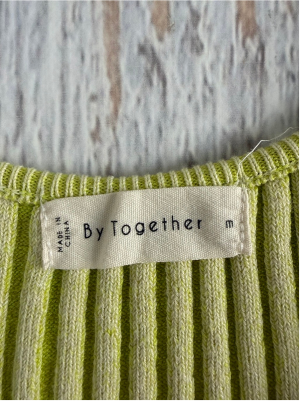 Women's By Together Lime Green Ribbed Knit Midi Dress M - Picture 5 of 11